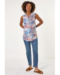 Roman - Leaf Burnout Print Vest Top - Lyst