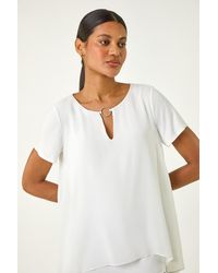 Roman - Ring Front Chiffon Overlay Top - Lyst