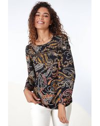 Roman - Paisley Lace Trim Top - Lyst