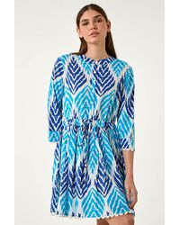 Roman - Cotton Zig Zag Frill Trim Smock Dress - Lyst