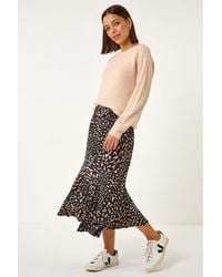 Roman - Speckled Print Asymmetric A-Line Skirt - Lyst