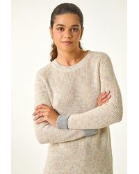 Roman - Contrast Cuff Knit Jumper - Lyst