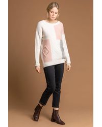 Roman - Colour Block Cable Knit Jumper - Lyst