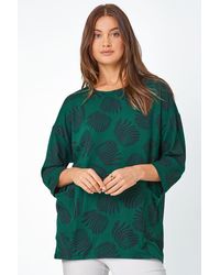 Roman - Abstract Print Pocket Tunic Stretch Top - Lyst
