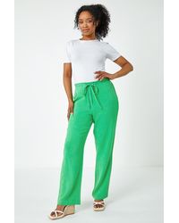 Roman Petite - Linen Mix Elastic Waist Wide Leg Trouser - Lyst
