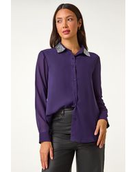 Roman - Sequin Collared Shirt - Lyst