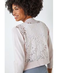Roman - Knitted Lace Back Shrug - Lyst