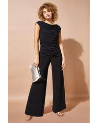 Roman - Cowl Neck Ruched Stretch Jumpsuit - Lyst