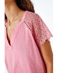 Roman - Embroidered Sleeve V-Neck Jersey T-Shirt - Lyst