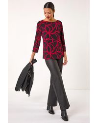 Roman - Floral Print Contrast Trim Top - Lyst