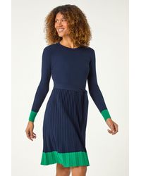 Roman - Contrast Border Knitted Stretch Dress - Lyst