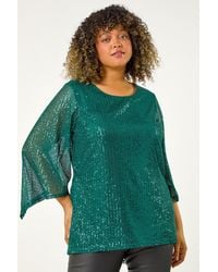 Roman Curve - Sequin Flared Sleeve Top - Lyst