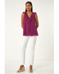 Roman - Chiffon Ruffle Vest Top - Lyst