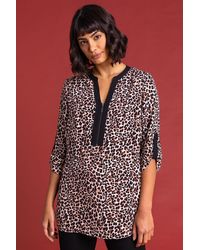 Roman - Animal Printed Zip Detail Top - Lyst