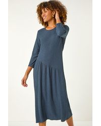 Roman - Textured A-Line Stretch Midi Dress - Lyst
