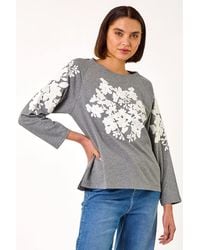 Roman - Floral Applique Detail Stretch Top - Lyst