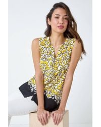 Roman - Paisley Contrast Border Print V-Neck Top - Lyst