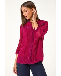 Roman - Dobby Lace Pleated Blouse - Lyst