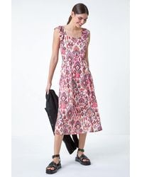 Roman - Aztec Print Burnout Frill Dress - Lyst