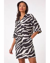 Roman - Zebra Print Shirt Dress - Lyst