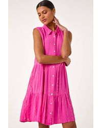 Roman - Shimmer Button Through Shirt Dress - Lyst