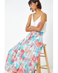Roman - Seashell Print Pleated Maxi Skirt - Lyst