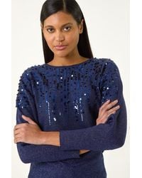 Roman - Sequin Drop Knit Jumper - Lyst