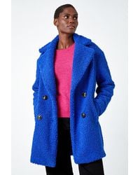 Roman - Faux Fur Longline Teddy Coat - Lyst