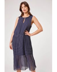 Roman Curve - Spot Print Pleated Midi Dress - Lyst