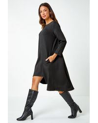 Roman - Ribbed Asymmetric Stretch Dress - Lyst