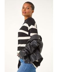 Roman - Striped Knitted Tunic Jumper - Lyst