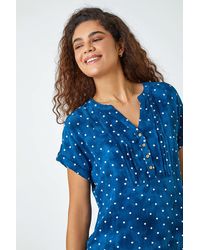 Roman - Embroidered Polka Dot Print Top - Lyst