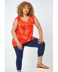 Roman Curve - Elastic Waist Cropped Denim Jeggings - Lyst