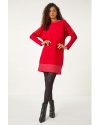 Roman - Spot Print Border Knitted Jumper Dress - Lyst