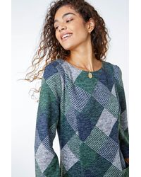 Roman - Check Print Pocket Shift Dress - Lyst