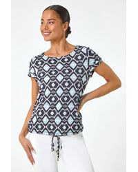 Roman Petite - Geo Print Drawstring Stretch Top - Lyst