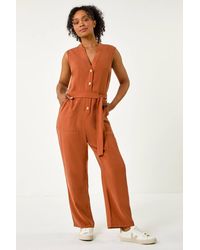 Roman Petite - Button Detail Pocket Jumpsuit - Lyst