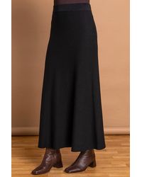 Roman - Plain Elastic Waist Knitted A Line Midi Skirt - Lyst