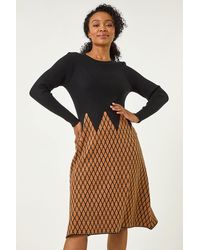 Roman Petite - Contrast Knit Dress - Lyst