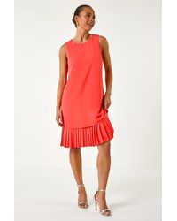 Roman Petite - Sleeveless Pleated Hem Shift Dress - Lyst