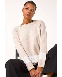 Roman - Sequin Colour Block Knit Jumper - Lyst