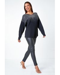 Lilly-and-Hope - Sparkle Embellished V-Neck Knit Jumper - Lyst