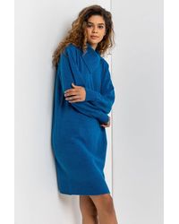 Roman - Split Neck Ribbed Knit Dress - Lyst