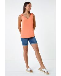 Roman - Tie Detail Strap V-Neck Cami Top - Lyst