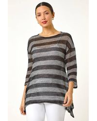 Roman - Metallic Stripe Knit Top - Lyst