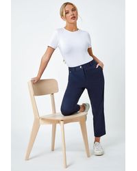 Roman Petite - Cotton Ankle Grazer Tapered Trousers - Lyst