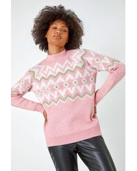 D.u.s.k - High Neck Fairisle Knit Jumper - Lyst