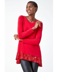 Roman - Sequin Hem Tunic Stretch Top - Lyst