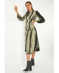 Roman - Shadow Stripe Print Midi Dress - Lyst