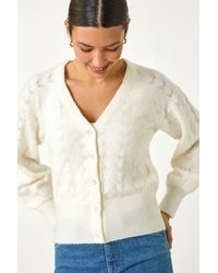 Roman - Pointelle Detail Knit Cardigan - Lyst